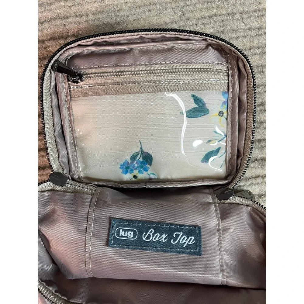 Lug Box Top Small Cosmetic Case Metallic Sand Toiletry Makeup Bag Organizer